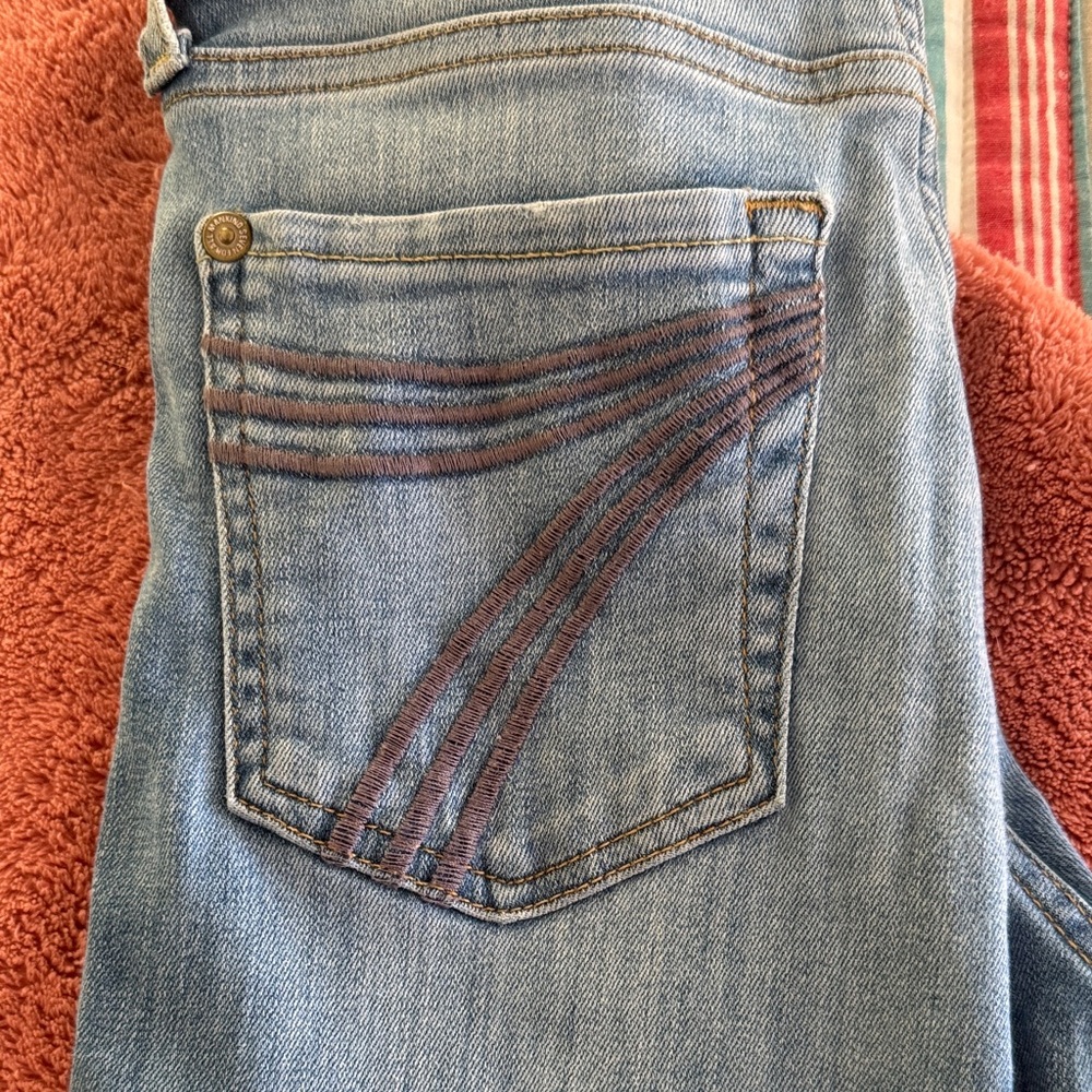 7 For All Mankind Light Blue Jeans with Brown Stitching